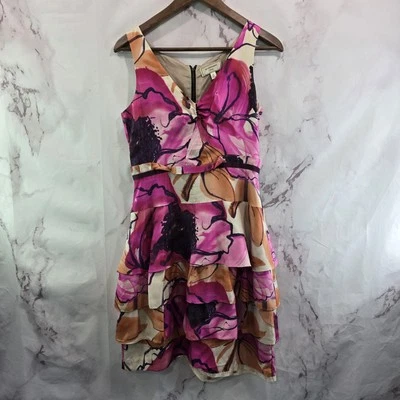Vestido Anthropologie Mujer 4 Pequeño Rosa Naranja Seda Acuarela Soeurs Orquídea Foto 1 de 4