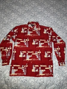 FUBU The Collection Mens Large Red Y2K Button Down Freedom Short Sleeve Shirt - Picture 1 of 6