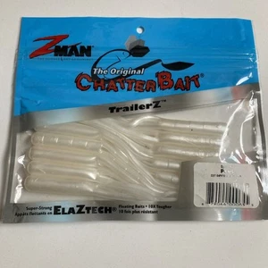 Z-Man Elaztech pearl Split Tail Grub Trailerz 4" 10pk Creature Bait Fishing Lure - Picture 1 of 4
