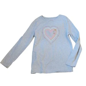 Sparkly Glitter Rainbow Hearts Girls Gray Long Sleeve T-shirt size 10/12 - Picture 1 of 4