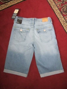 Sizes 12/14 NWT TRUE RELIGION GENO Rolled Up Flap Pocket Shorts Beach Blue  - Picture 1 of 2