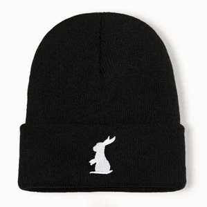 "Follow The White Rabbit..." Gorro Negro Calavera Gorra - Gótico/Patinaje/Punk/Matrix - Imagen 1 de 1