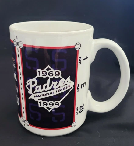 Linyl San Diego Padres 1969-1999 Ceramic Mug w/1999 Schedule Cover