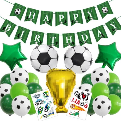 26 globos de fútbol feliz cumpleaños pancarta colgantes decoraciones de fiesta Foto 1 de 4