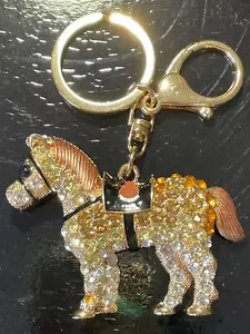NIB Carousel Horse Rhinestone Gold Keyring Charm Pendant Bag Purse Car Key Chain - Picture 1 of 6
