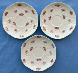 Set of THREE Shelley Rosebud Saucers - Picture 1 of 6
