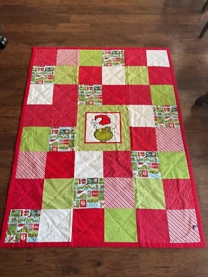 NEW Christmas LAST ONE green Grinch Quilt handmade ALL cotton  QUALITY!! - Image 1 of 3
