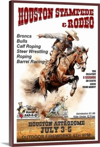 Houston Stampede & Rodeo Poster and or Canvas Wrap art Bull Broncs Steers Calfs - Picture 1 of 4