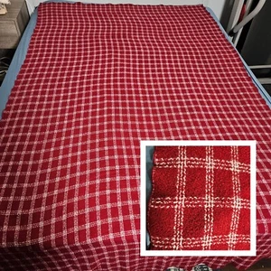 Cashmere Blend Blanket Spread Throw Red White Plaid Stadium Picnic Camp 85"x55" - Picture 1 of 8