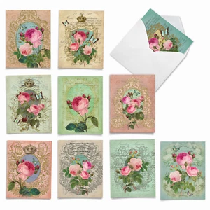 10 Pack Thank You Note Cards With Envelopes - Romance And Roses - Picture 1 of 6