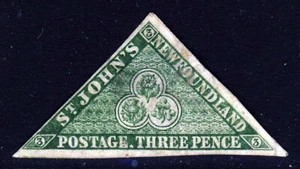 TERRANOVA CANADA 1860 Tres Peniques Amarillo-Verde Con Malla Imperf SG 3 VFU - Imagen 1 de 2