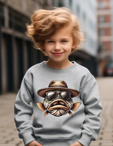 Kids largemouth bass fish crewneck sweatshirt, childs funny gift fishing jumper - Picture 1 of 17