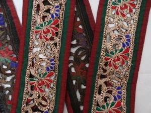 By Yard Embroidered Trim Beaded Fabric Jacquard Trim Ribbon T195 - Picture 1 of 7