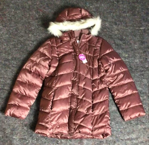 Children’s Place Girls Dark Pink Maroon Puffer Down Jacket Coat Hood Size XL-14 - Picture 1 of 15