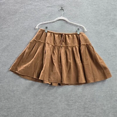 Falda Free People Mujer Grande Marrón Mini Línea A Cuentas Volantes Cordón en Niveles Foto 1 de 4