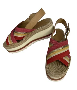 Marc Fisher Glenna Platform Espadrille Sandal, Sz 6 Yellow Pink Orange SUMMER - Picture 1 of 12