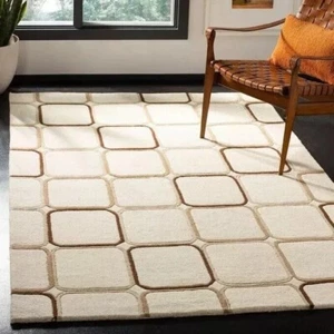 Modern Gray-White Hand-Tufted Wool Area Rug 9x12 Antique Carpet for Living Room - Picture 1 of 6