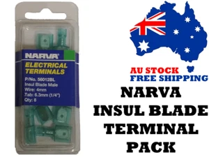 Narva 56012BL Insulated Blade Terminal Pack 4mm Wire 6.3mm TAB Auto Electrical - Imagen 1 de 1