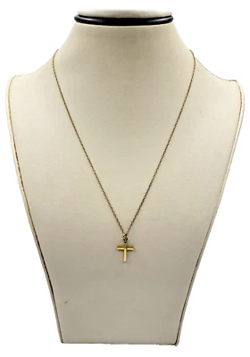 Collar de cadena chapado en oro con colgante de cruz pequeña Foto 1 de 4