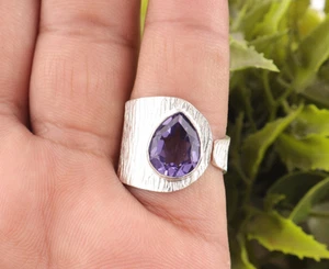 Iolite Gemstone 925 Sterling Silver Handcrafted Jewelry Ring Gift For Engagement - Picture 1 of 5