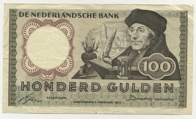 Netherlands 100 Gulden 2-2-1953 Pick 88 VF- Circulated Banknote - Image 1 of 2