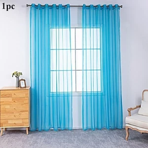 Solid Color with Rod Pocket Sheer Voile Window Curtains Modern Tulle Curtains ☋ - Picture 1 of 29