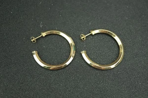 9CT GOLD VINTAGE HOOP EARRINGS 38mm DIAMETER 2.19 SJ maker 9KT 375 London 1994 - Picture 1 of 6