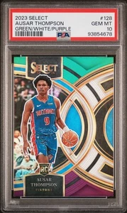 2023 Panini Select #128 Ausar Thompson Green/White/Purple Prizm RC PSA 10 GEM - Bild 1 von 2