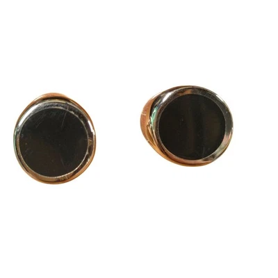 Pendientes Monet tono plata esmalte negro círculo trasero Foto 1 de 3