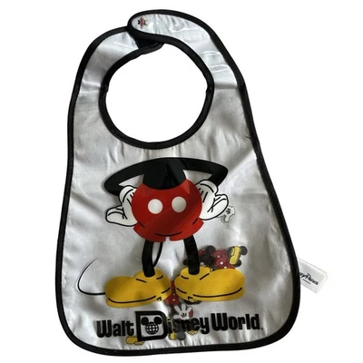 "Babero de vinilo de plástico Mickey Mouse de los parques de Disney con cierre de gancho y bucle 13""" Foto 1 de 4