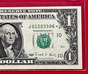 1988 STAR NOTE $1 DOLLAR BILL ( KANSAS CITY J ) UNCIRCULATED - Picture 1 of 3