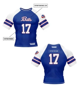 BJJ Bills Rashguard MMA Training Rashguard BJJ Rashguard CUSTOM Bills Rashguard - Picture 1 of 14