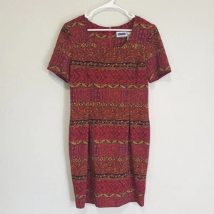 Prophesy Dress Womens 10 Fall Earthy Colors Short Sleeves Knee Length Sheath - Picture 1 of 12