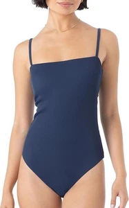 Roxy Rib Love Bandeau One Piece Swimsuit Tummy Control Blue  Size X-Large NWT - Picture 1 of 4
