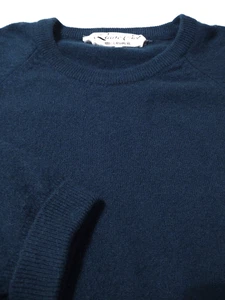 LA'ARC-CIEL Men's Crew Neck THICK 100% CASHMERE Size 44 Blue Sweater - Picture 1 of 5