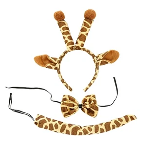 Giraffe Headdress Set Child Women's Delicate Animal Costume Tails Ears Headband - Imagen 1 de 12