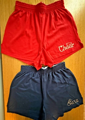 NUEVO Lote de 2 Pantalones Cortos Soffe Cheer 1 Rojo y 1 Azul Marino con Estrás (Pequeño Adulto) Foto 1 de 4