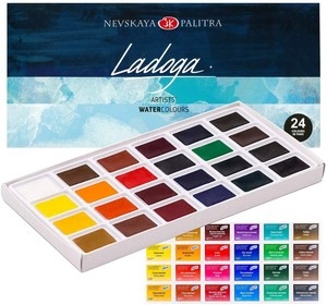 24 Watercolor Paint Set St.Petersburg LADOGA RUSSIA Russian 