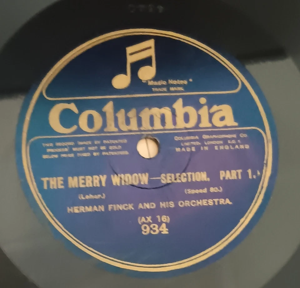 Herman Finck Orchestra - Merry Widow selection - 78RPM 12" shellac VG+ - Image 1 of 1