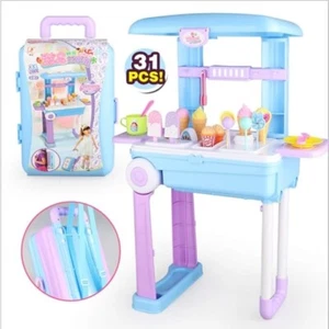 31-Piece Dessert Suitcase Play Set for Kids–Portable Ice Cream Shop w/ Backpack - Picture 1 of 7