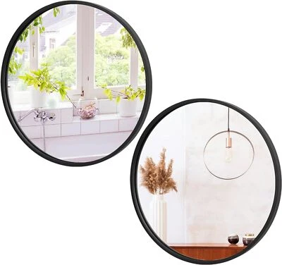 Pack of 2 Black Round Mirror 18" Wall Mounted Circle Vanity Wall Bathroom Mirror - Image 1 of 4