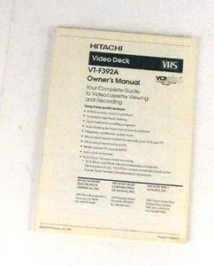 Vtg Original Hitachi Video Deck VCR Owner's Manual  VT-F392A Magnetoscope - Picture 1 of 10