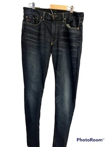 Pantalones de mezclilla Ralph Lauren para hombre de pierna cónica lavado oscuro talla 34x34 - Imagen 1 de 5