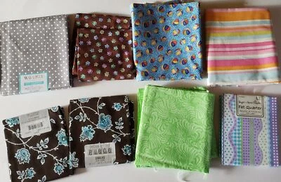 11 Fat Quarter Quilt Fabric Prints Lot Floral Swirls Stripes Beach Balls F2302 - Image 1 of 4