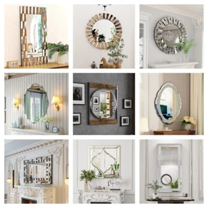 Various Type of Crystal Diamond Bling Silver Art Mirrors Bathroom Entry Decor - Picture 1 of 91