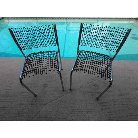 Pair of David Rowland for Thonet Patented Softec Chair & Soflex Mesh Cover