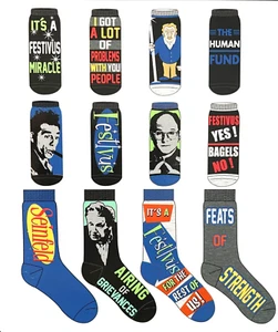 SEINFELD TV Show Socks Unisex 12 Pairs Sitcom Themed Low Cut and Crew Length - Picture 1 of 2