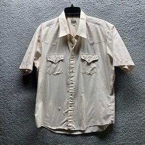 ELY Cattleman Shirt 17 Large Creme Off White Western Cowboy Snap Button Up *