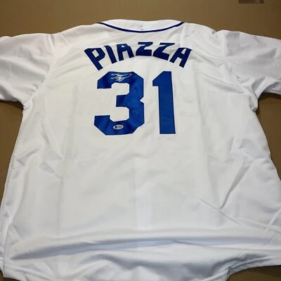 Mike Piazza Autographed Signed Custom New York Jersey BAS Beckett Witness Holo - Image 1 of 4