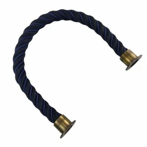 Cuerda de barrera de línea suave negra de 24 mm desparasitada en azul marino x 1 m c/w extremos de copa antiguos - Imagen 1 de 4